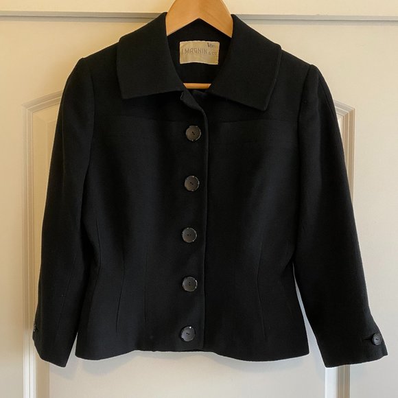 Vintage I. Magnin & Co. Black 3/4 Sleeve Blazer - Picture 2 of 13